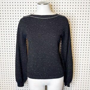 Margaret O’Leary | 100% Cashmere Speckled Boat Neck Sweater w/ Blouson Sleeves